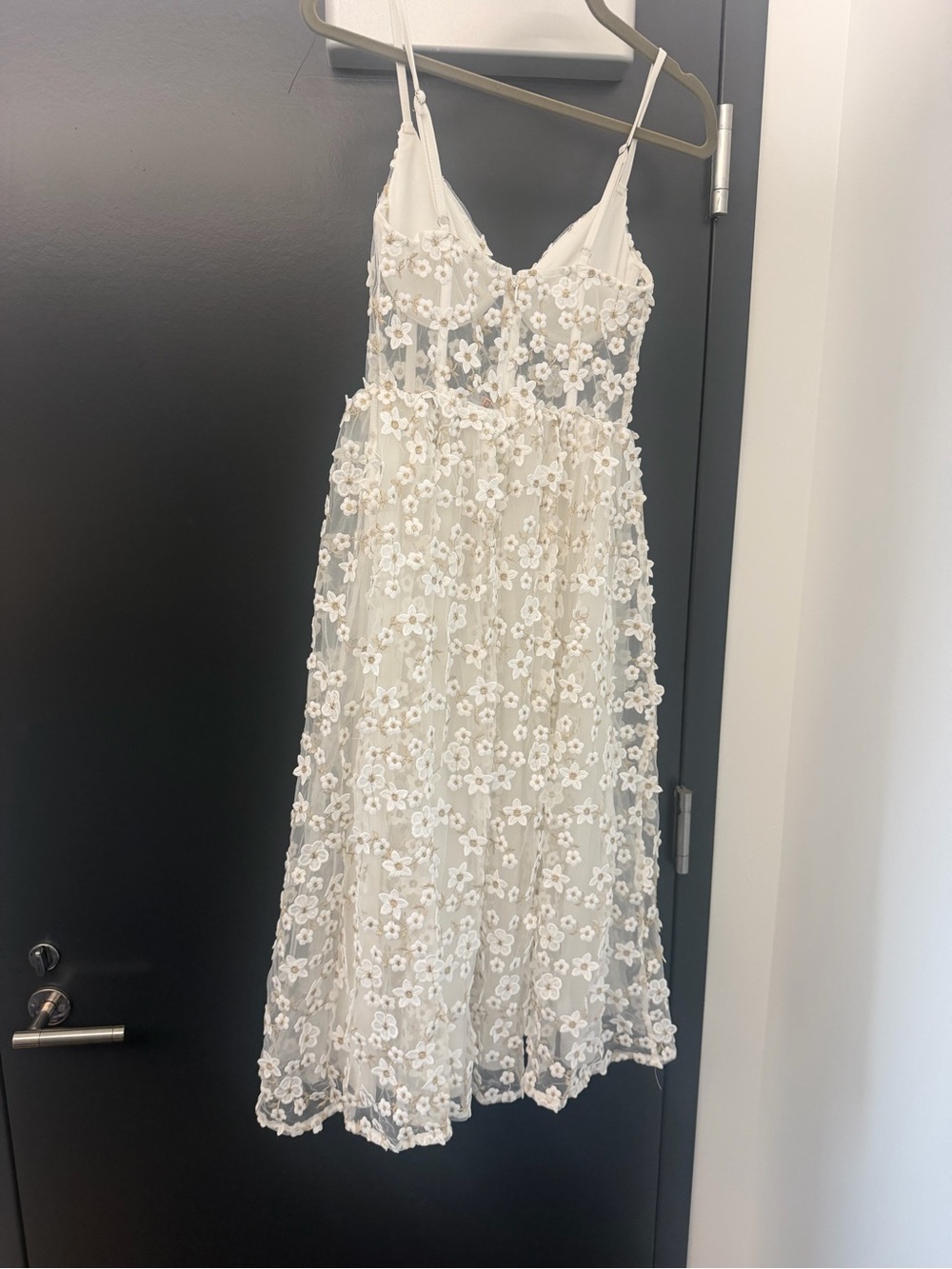 Lulu's Ivory Floral Embroidered Lace Dress